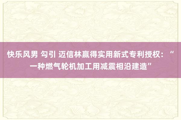 快乐风男 勾引 迈信林赢得实用新式专利授权：“一种燃气轮机加工用减震相沿建造”