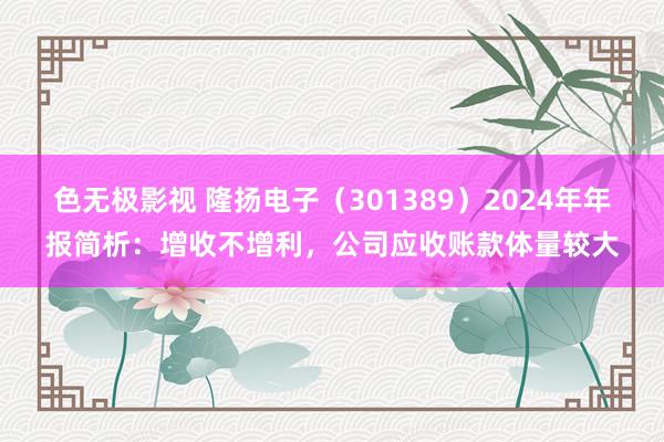 色无极影视 隆扬电子（301389）2024年年报简析：增收不增利，公司应收账款体量较大