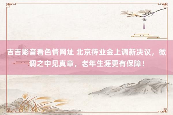 吉吉影音看色情网址 北京待业金上调新决议，微调之中见真章，老年生涯更有保障！