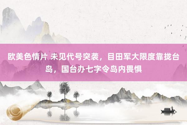 欧美色情片 未见代号突袭，目田军大限度靠拢台岛，国台办七字令岛内畏惧