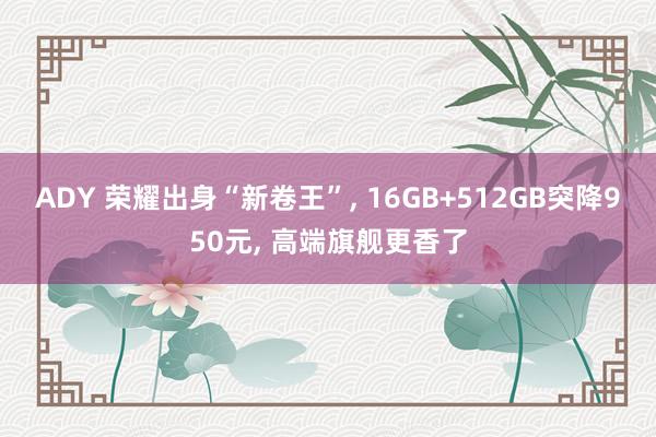 ADY 荣耀出身“新卷王”， 16GB+512GB突降950元， 高端旗舰更香了
