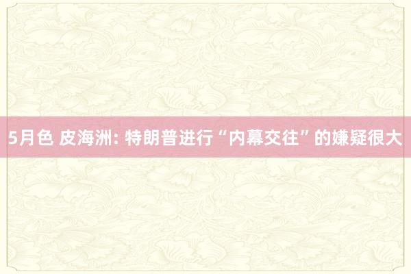 5月色 皮海洲: 特朗普进行“内幕交往”的嫌疑很大