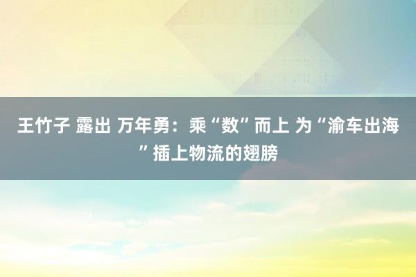 王竹子 露出 万年勇：乘“数”而上 为“渝车出海”插上物流的翅膀